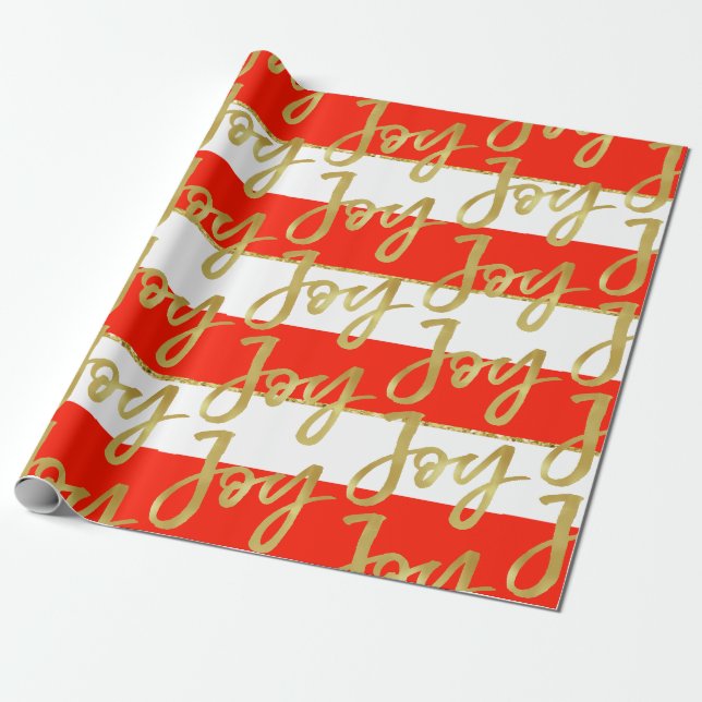 Papier Cadeau Fêtes de Noël Personnalisées Salutation Joy. (Déroulé)