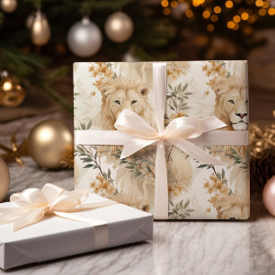 Papier Cadeau Fêtes sauvages Safari Lion Noël