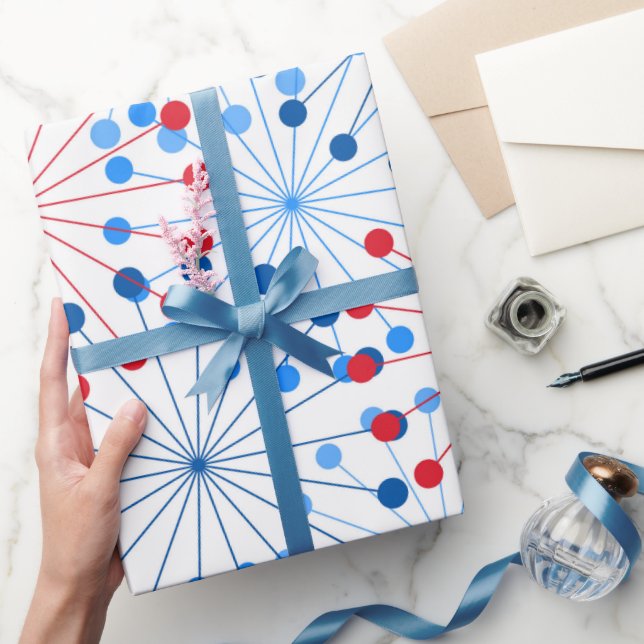 Papier Cadeau feu d'artifice bleu rouge Enveloppement du parti p (Cadeaux)