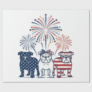 Papier Cadeau Feu d'artifice de bouledogue patriotique Création 