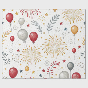 Papier Cadeau feu d'artifice festif papier d'emballage du nouvel