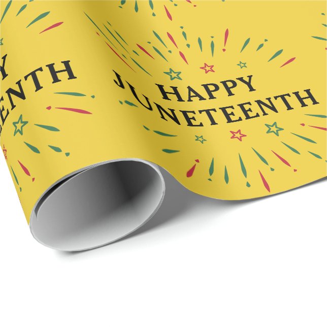 Papier Cadeau Feu d'artifice Fête de l'Indépendance Noire Joyeux (Coin rond)
