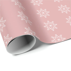 Papier Cadeau Feu de neige Noël Pastel rose