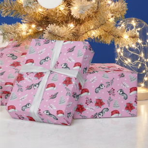 Papier Cadeau Feu de Noël Abstrait Berry d'hiver