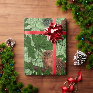 Papier Cadeau Feu et hellebore, vert clair