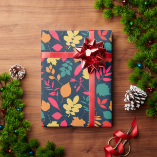 Papier Cadeau Feuillage d'automne botanique marine