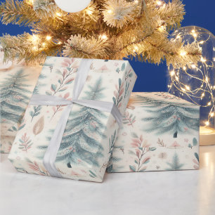 Papier Cadeau Feuillage d'hiver Papier d'emballage de Noël