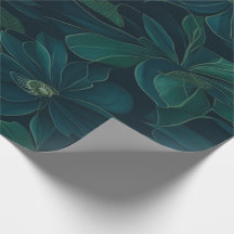 Feuillage enchanté : Feuilles verts sur bleu foncé