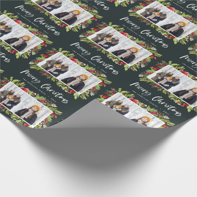 Papier Cadeau Feuillage traditionnel aquarelle + noël photo (Coin)