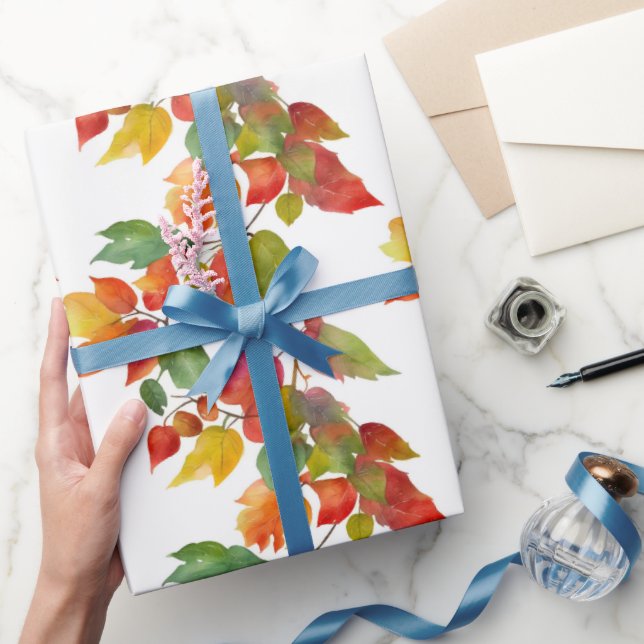 Papier Cadeau Feuille coloré moderne Motif d'aquarelle d'automne (Cadeaux)