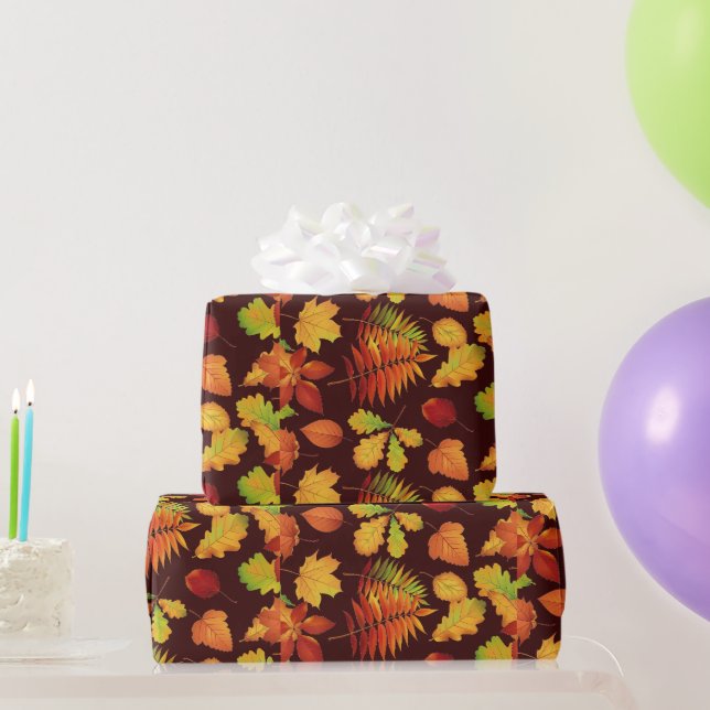 Papier Cadeau Feuille d'automne dorée Imprimer sur la Bourgogne (Cadeaux de fête)