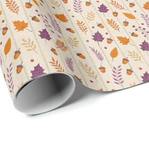 Papier cadeau Feuille d'Automne en Lavande Douce e