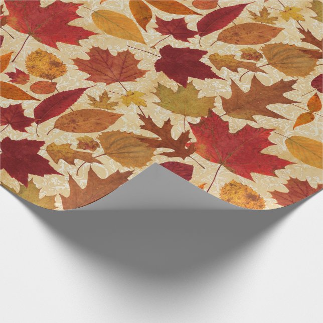 Papier Cadeau Feuille d'automne sur le beige (Coin)