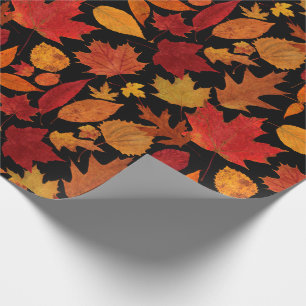 Papier Cadeau Feuille d'automne sur le noir