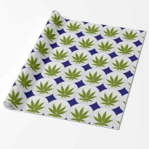 Papier Cadeau Feuille de mauvaises herbes sur diamants blancs et