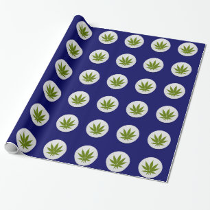 Papier Cadeau Feuille de mauvaises herbes sur les cercles blancs