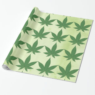 Papier Cadeau Feuille de mauvaises herbes vert sur parchemin ver