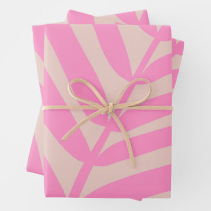 Papier Cadeau Feuille de palme rose