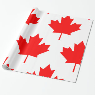 Papier Cadeau Feuille d'érable rouge du drapeau canadien
