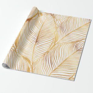Papier Cadeau Feuille d'or blanc Motif élégant