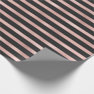 Papier Cadeau Feuille d'or rose de Faux moderne et rayures