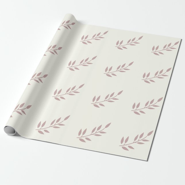 Papier Cadeau Feuille Dusty Rose Mariages rose ivoire blanc (Déroulé)