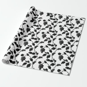 Papier Cadeau Feuille et tige noires Toile floral