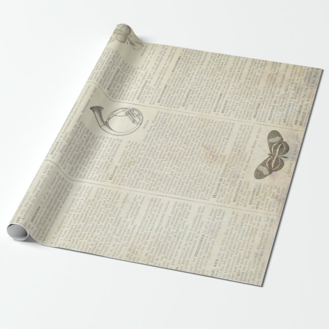 Papier Cadeau Feuille française 30" du dictionnaire 60lb (Déroulé)