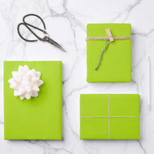 Papier Cadeau Feuille plate Lime Green Solid Color Set de 3 feui