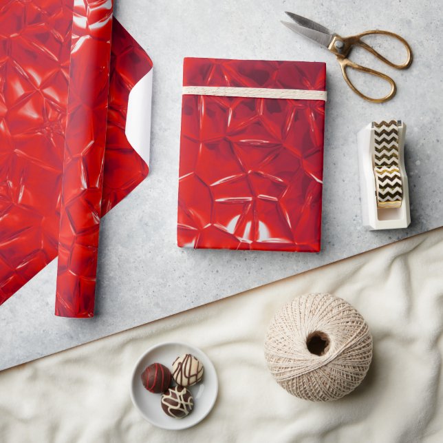 Papier Cadeau feuille rouge abstraite (Artisanat)