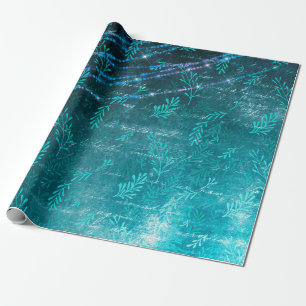 Papier Cadeau Feuilles Abstraits et lumières à cordes en vert