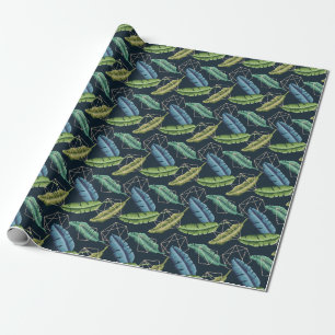 Papier Cadeau Feuilles Abstraits : Ligne Polygonale Sans Couche.