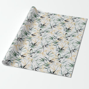 Papier Cadeau Feuilles Artsy Green et Jaune Bamboo Tree