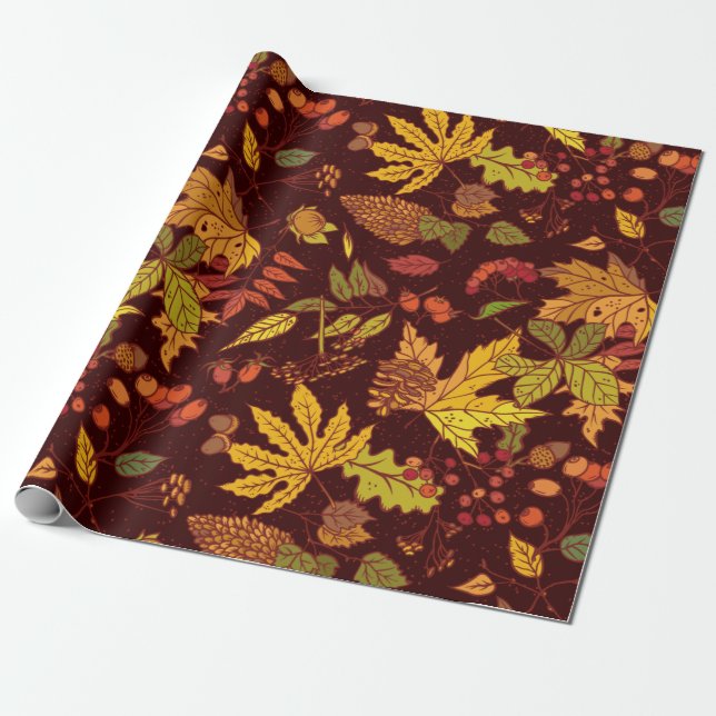 Papier Cadeau Feuilles automnales (Déroulé)