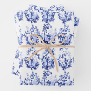 Papier cadeau feuilles bleu Chine de style Chinois