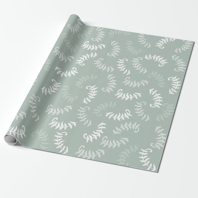 Papier Cadeau Feuilles botaniques verts turquoises (Déroulé)