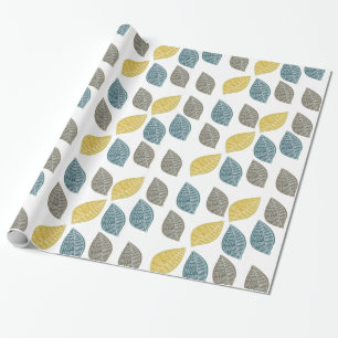 Papier Cadeau Feuilles Brown jaune vert