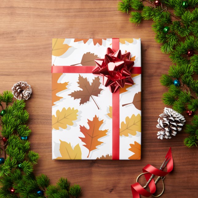 Papier Cadeau Feuilles d'automne/automne Thanksgiving emballage  (Cadeau de vacances)