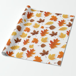 Papier Cadeau Feuilles d'automne/automne Thanksgiving emballage 