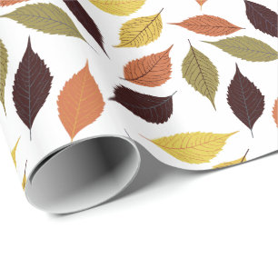 Papier Cadeau Feuilles d'automne colorées Motif sans couture