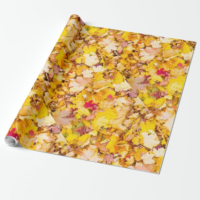 Papier Cadeau Feuilles d'automne motif (Déroulé)