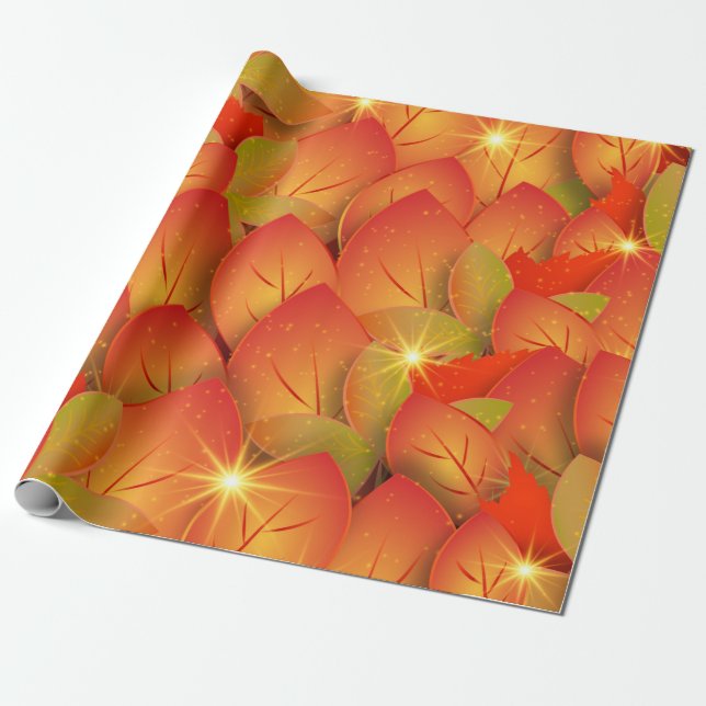 Papier Cadeau feuilles d'automne papier d'emballage (Déroulé)