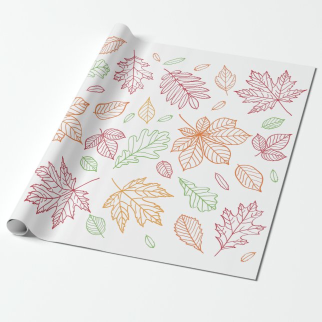 Papier Cadeau Feuilles d'automne papier d'enveloppement (Déroulé)