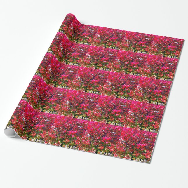 Papier Cadeau Feuilles d'automne rose impressionniste (Déroulé)