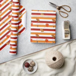Papier Cadeau Feuilles d'automne sont rayées Personnalisées