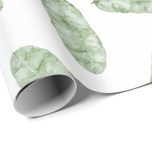 Papier Cadeau Feuilles de bananes tropicales (Coin rond)