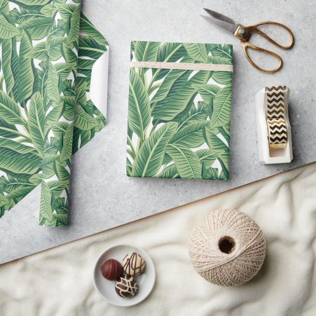 Papier Cadeau Feuilles de bananes tropicales vertes (Artisanat)