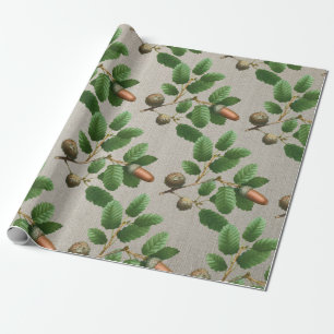 Papier Cadeau Feuilles de chêne Acorn