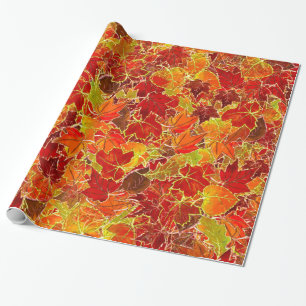 Papier Cadeau Feuilles de l'érable de Glittery Fall