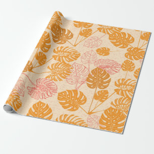 Papier Cadeau Feuilles de monastères tropicaux. dessin silhouett
